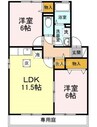 ボンヌシャンスISIDA　A棟 2LDKの間取り