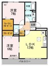 ソレアードＡＫＡＩ　Ⅱ 2LDKの間取り