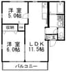 パインツリーＤ 2LDKの間取り