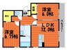 プラシード三宅 2LDKの間取り