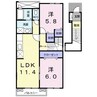 パラッツオ・クォーレＢ 2LDKの間取り