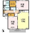 ロイヤルガーデンミルフィー　Ｄ棟 2LDKの間取り