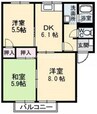 ルボアール21　Ｂ棟 3DKの間取り