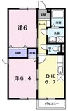 シャトーレインボーＢ 2DKの間取り