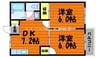 エルディム安原 2DKの間取り
