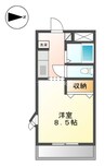 ウイステリア コート田ノ上Ⅱ 1Kの間取り