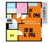 中屋マンション 1DKの間取り