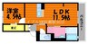メゾン　モナミ 1LDKの間取り