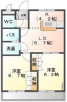 グランディール・Ｋ 2LDKの間取り