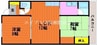 第６アルバマンション 2LDKの間取り
