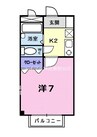シャンボール 1Kの間取り