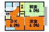 サンライフひろみね　Ｂ棟 2DKの間取り