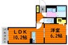 ル・シェル中庄Ⅱ 1LDKの間取り