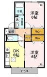 パークサイド堀南　Ｅ棟 2DKの間取り