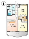 アベニール弐番館 2LDKの間取り