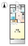 アベニール 1Kの間取り