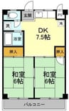 えきまえマンション 2DKの間取り