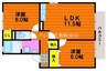 セゾン平野 2LDKの間取り