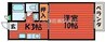 ビーライン川入　A棟 1Kの間取り
