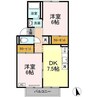 プレジール大和Ⅱ 2DKの間取り