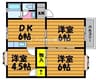 アンジェリーク吉田B 3DKの間取り