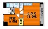 シャインコートチボリ 1LDKの間取り