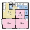 エルディム定金Ⅰ 3DKの間取り
