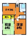コーポ85中棟 2DKの間取り