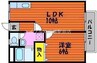 コーポ吉備津 1LDKの間取り