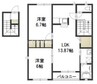 ハピネス　B棟 2LDKの間取り