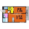 シュールあかね町 1LDKの間取り