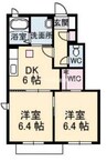 プロムナードB棟 2DKの間取り