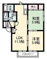 緑の館　A棟 2LDKの間取り