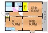 フローリス横井 2Kの間取り