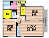 フォーチューン真壁　B棟 2LDKの間取り