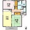 リトルバード横井　Ａ棟 2DKの間取り