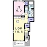ミッドタウン玉野　六号館 1LDKの間取り