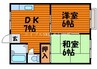 リージェント撫川　B 2DKの間取り