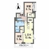 リヴィエール津島 2LDKの間取り