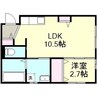 フォルティス四十瀬Ⅱ 1LDKの間取り