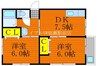エムズコート妹尾 2DKの間取り