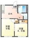サニーハイツ田井 2DKの間取り