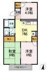 セジュール鳥形 3DKの間取り