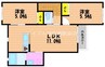 リバーサイド藤田C棟 2LDKの間取り