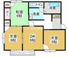アーモアウメントB棟 3DKの間取り
