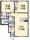 ジャルダン　デュ　パピヨン 2LDKの間取り