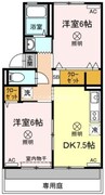 シャトル春水　Ｂ棟 2DKの間取り