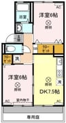 シャトル春水　Ｂ棟 2DKの間取り