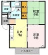 アメニティー八浜　A 2DKの間取り