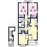 アルページュ植松Ｂ 2LDKの間取り